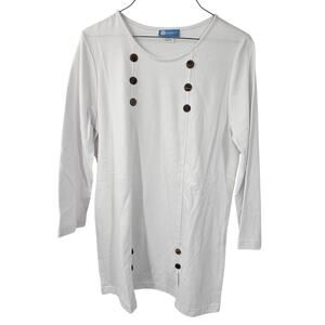 KORET White Button Detail 3/4 Sleeve Top Womens Size Medium M